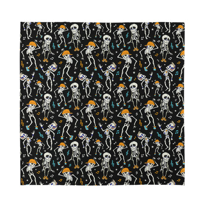 Dancing Skeleton Party Pattern Print Silk Bandana