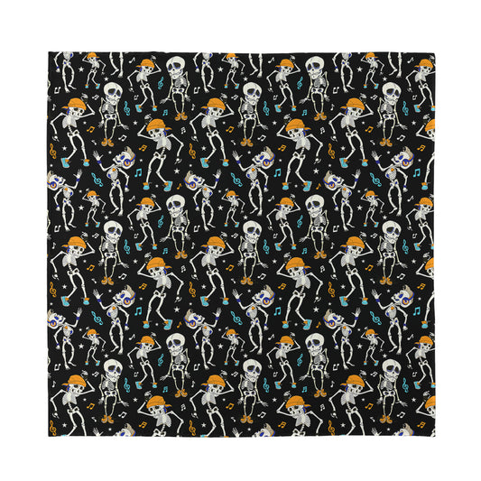 Dancing Skeleton Party Pattern Print Silk Bandana