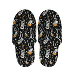 Dancing Skeleton Party Pattern Print Slippers