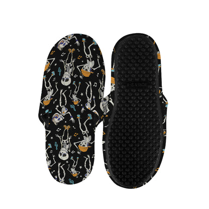 Dancing Skeleton Party Pattern Print Slippers