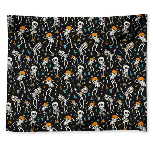 Dancing Skeleton Party Pattern Print Tapestry