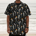 Dancing Skeleton Party Pattern Print Textured Short Sleeve Shirt