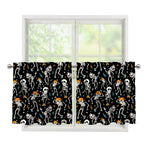 Dancing Skeleton Party Pattern Print Tier Curtains