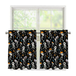 Dancing Skeleton Party Pattern Print Tier Curtains
