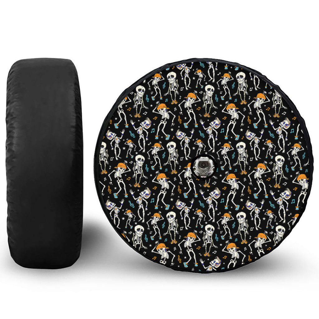 Dancing Skeleton Party Pattern Print Tire Cover With Camera Hole