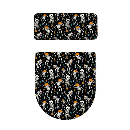 Dancing Skeleton Party Pattern Print Toilet Lid And Tank Cover Set