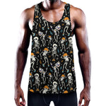 Dancing Skeleton Party Pattern Print Training Tank Top
