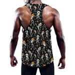 Dancing Skeleton Party Pattern Print Training Tank Top