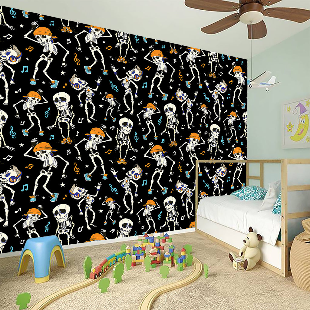 Dancing Skeleton Party Pattern Print Wall Sticker