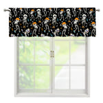 Dancing Skeleton Party Pattern Print Window Valance