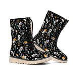 Dancing Skeleton Party Pattern Print Winter Boots