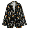 Dancing Skeleton Party Pattern Print Women's Blazer