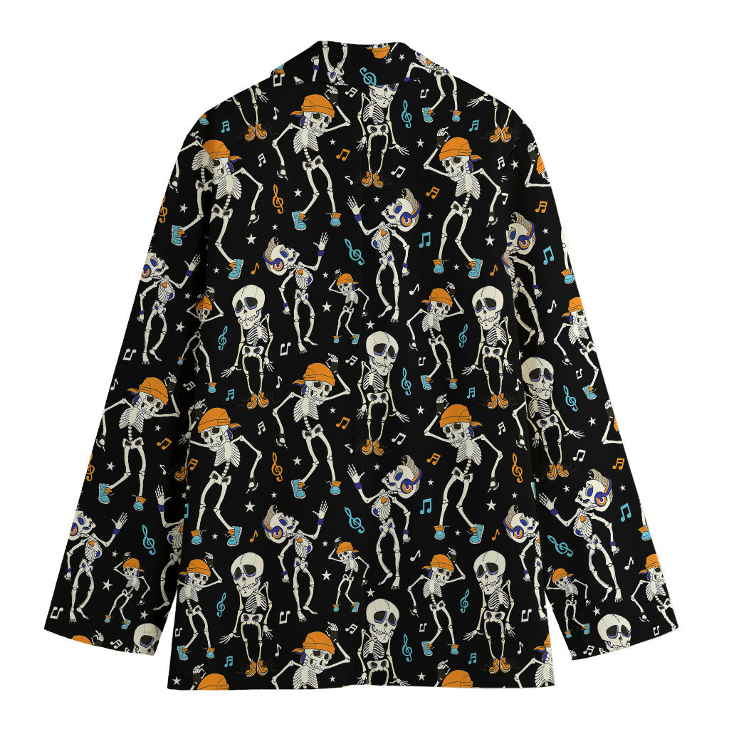 Dancing Skeleton Party Pattern Print Women's Blazer