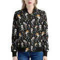 Dancing Skeleton Party Pattern Print Women's Bomber Jacket