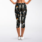 Dancing Skeleton Party Pattern Print Women's Capri Leggings