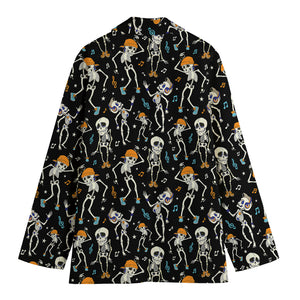 Dancing Skeleton Party Pattern Print Women's Cotton Blazer