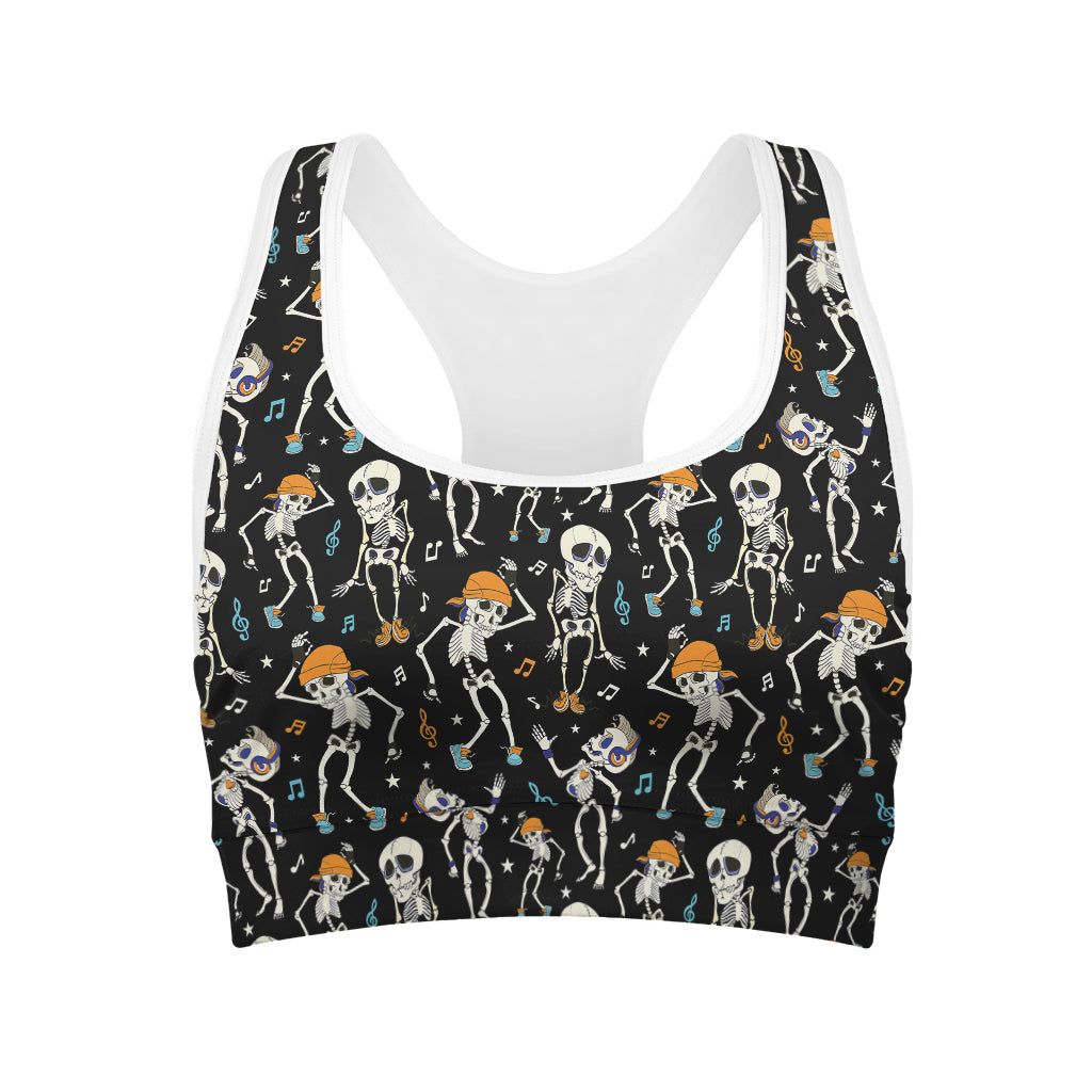 Dancing Skeleton Party Pattern Print Women's Sports Bra