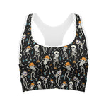 Dancing Skeleton Party Pattern Print Women's Sports Bra