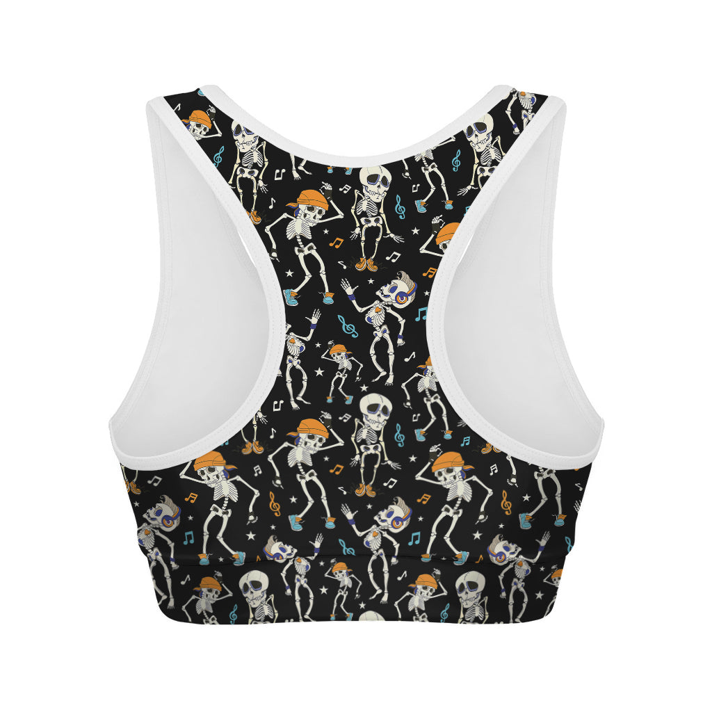 Dancing Skeleton Party Pattern Print Women's Sports Bra