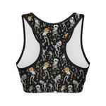 Dancing Skeleton Party Pattern Print Women's Sports Bra