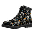 Dancing Skeleton Party Pattern Print Padded Collar Lace Up Boots
