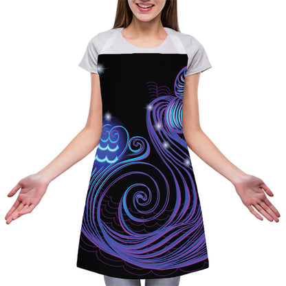 Dark Aquarius Zodiac Sign Print Adjustable Apron