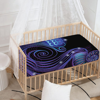 Dark Aquarius Zodiac Sign Print Baby Crib Sheet