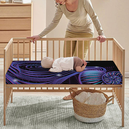 Dark Aquarius Zodiac Sign Print Baby Crib Sheet