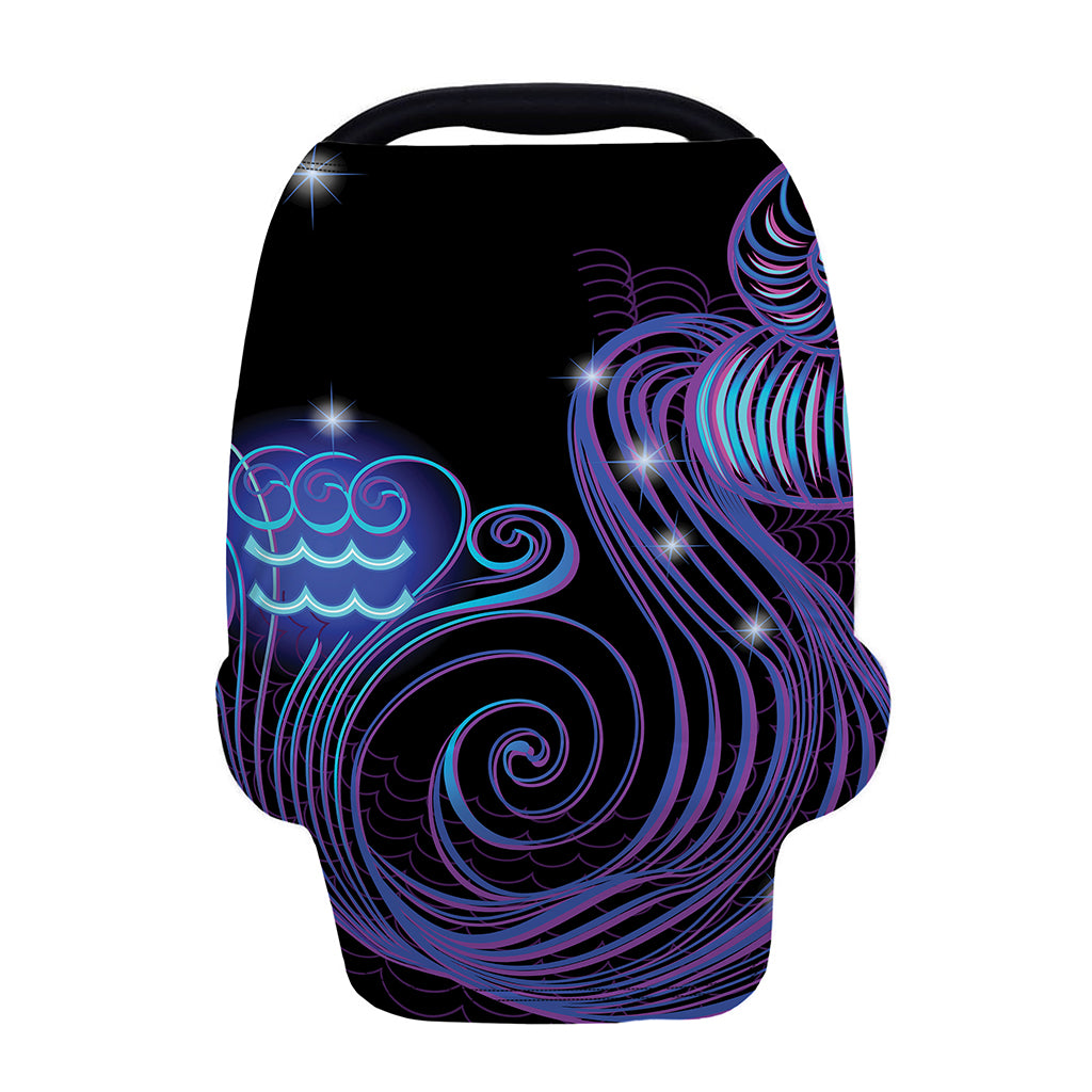 Dark Aquarius Zodiac Sign Print Baby Seat Cover