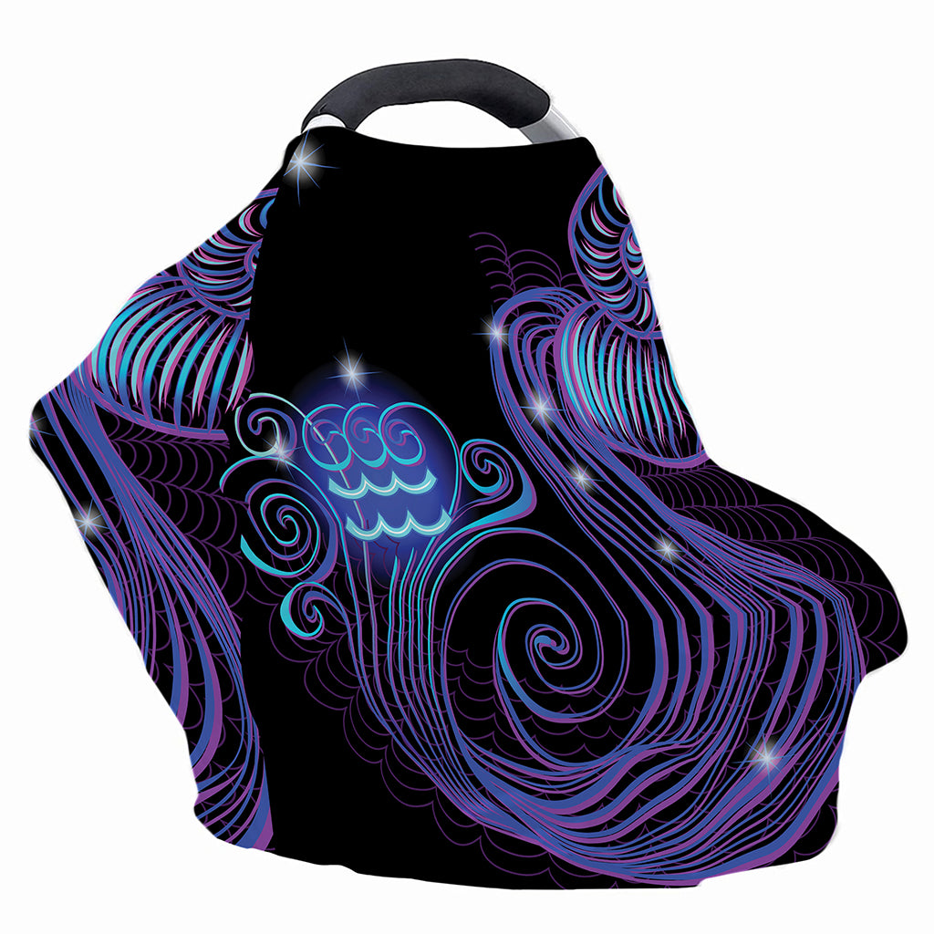 Dark Aquarius Zodiac Sign Print Baby Seat Cover