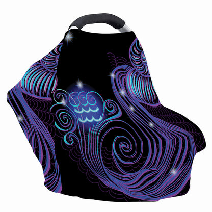 Dark Aquarius Zodiac Sign Print Baby Seat Cover