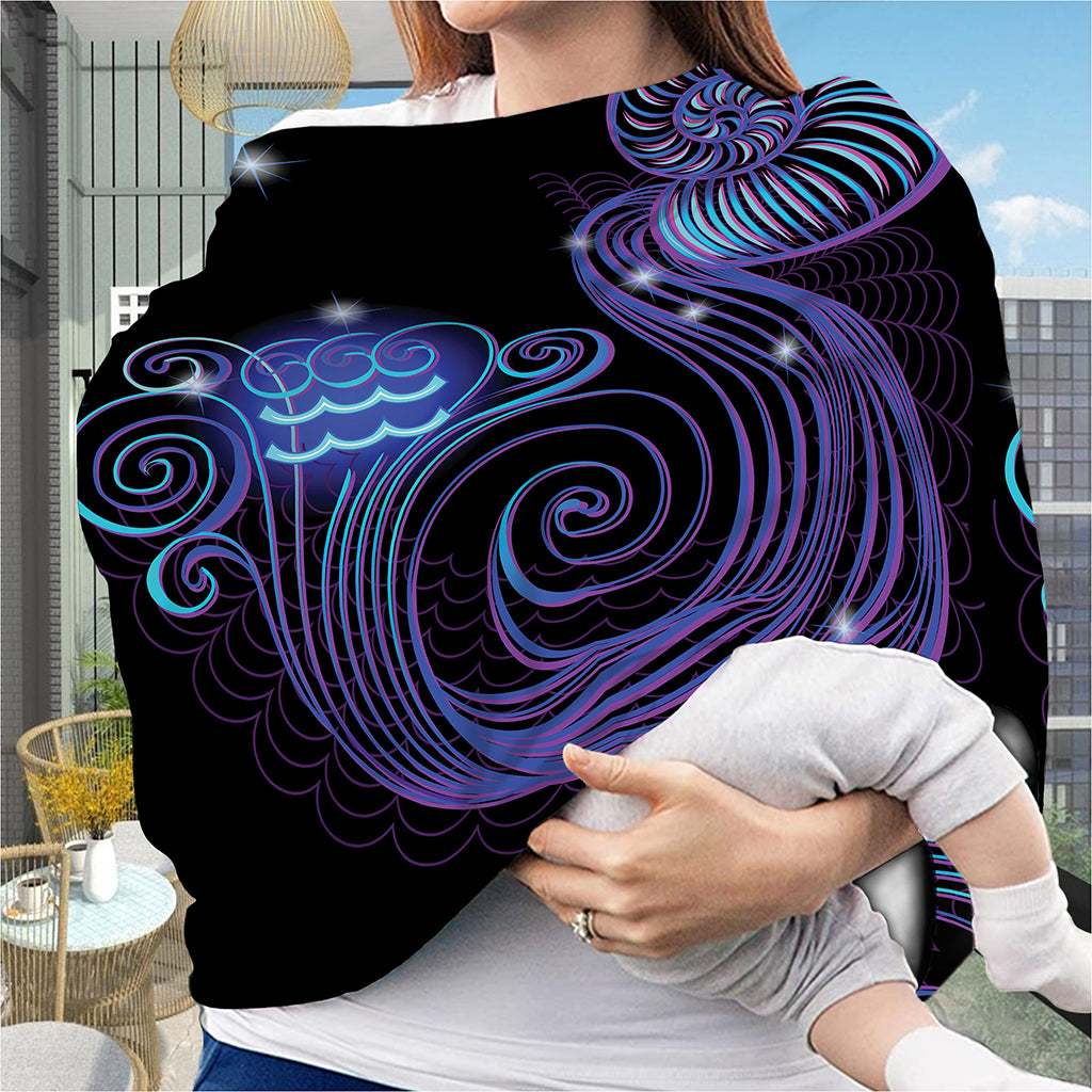 Dark Aquarius Zodiac Sign Print Baby Seat Cover