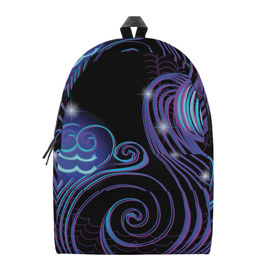 Dark Aquarius Zodiac Sign Print Backpack