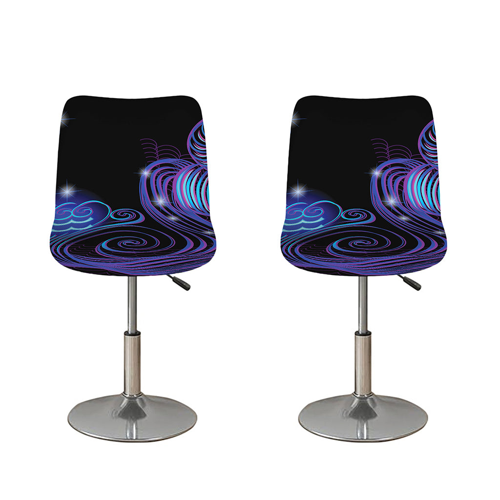 Dark Aquarius Zodiac Sign Print Bar Stool Covers