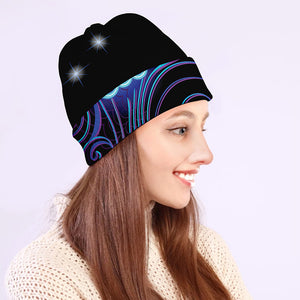 Dark Aquarius Zodiac Sign Print Beanie