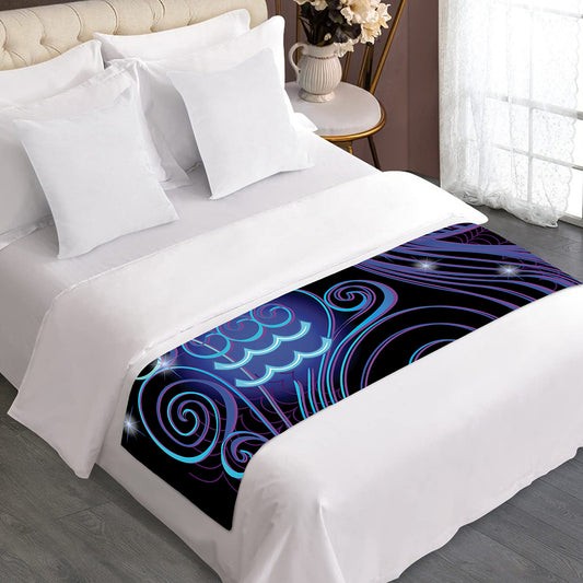 Dark Aquarius Zodiac Sign Print Bed Runner