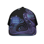 Dark Aquarius Zodiac Sign Print Black Mesh Trucker Cap