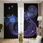 Dark Aquarius Zodiac Sign Print Blackout Pencil Pleat Curtains