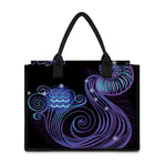 Dark Aquarius Zodiac Sign Print Canvas Tote Bag