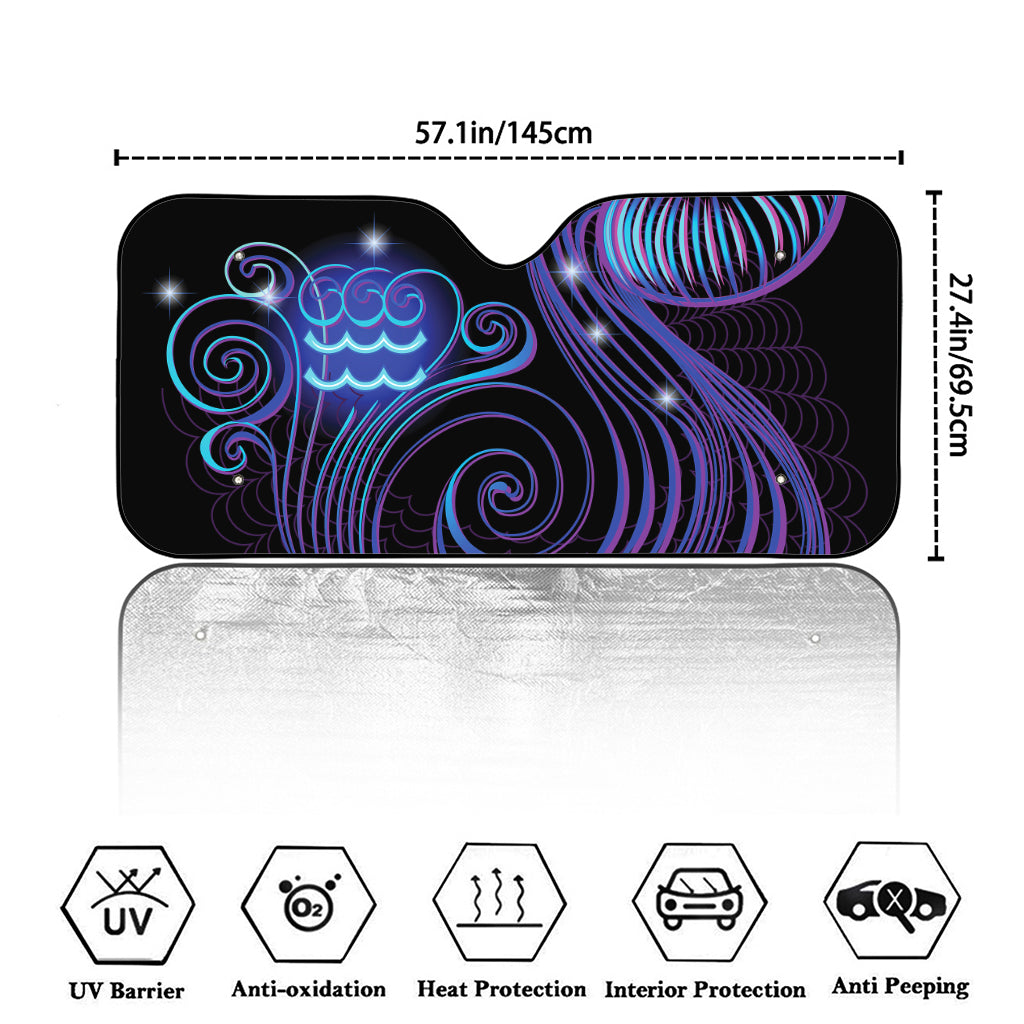 Dark Aquarius Zodiac Sign Print Car Windshield Sun Shade