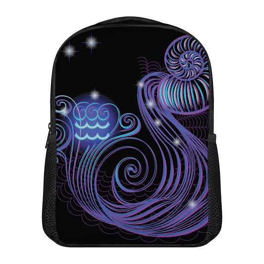 Dark Aquarius Zodiac Sign Print Casual Backpack