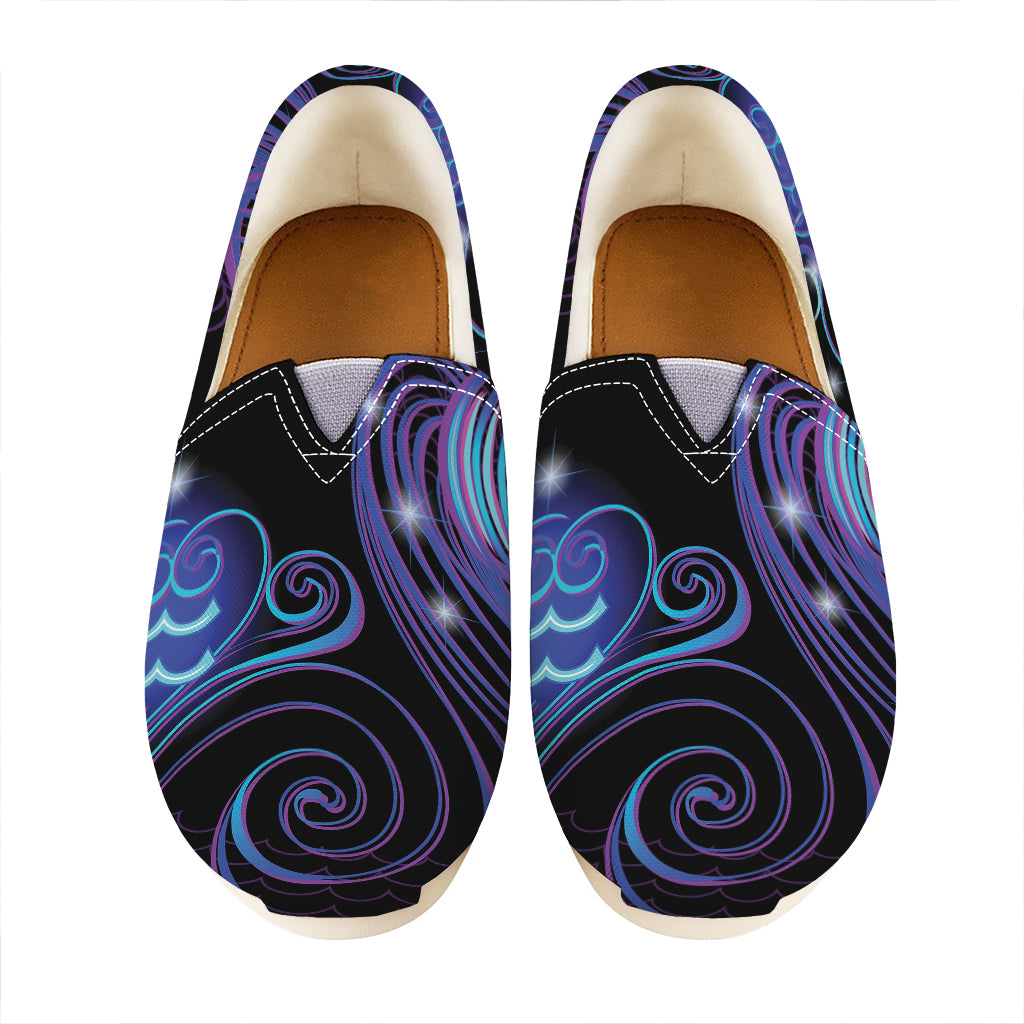 Dark Aquarius Zodiac Sign Print Casual Shoes