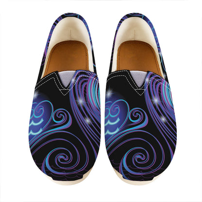 Dark Aquarius Zodiac Sign Print Casual Shoes