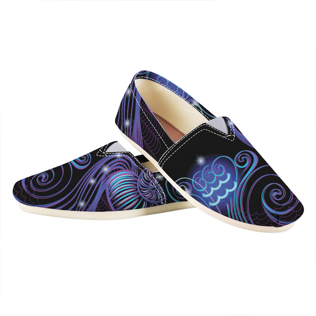 Dark Aquarius Zodiac Sign Print Casual Shoes