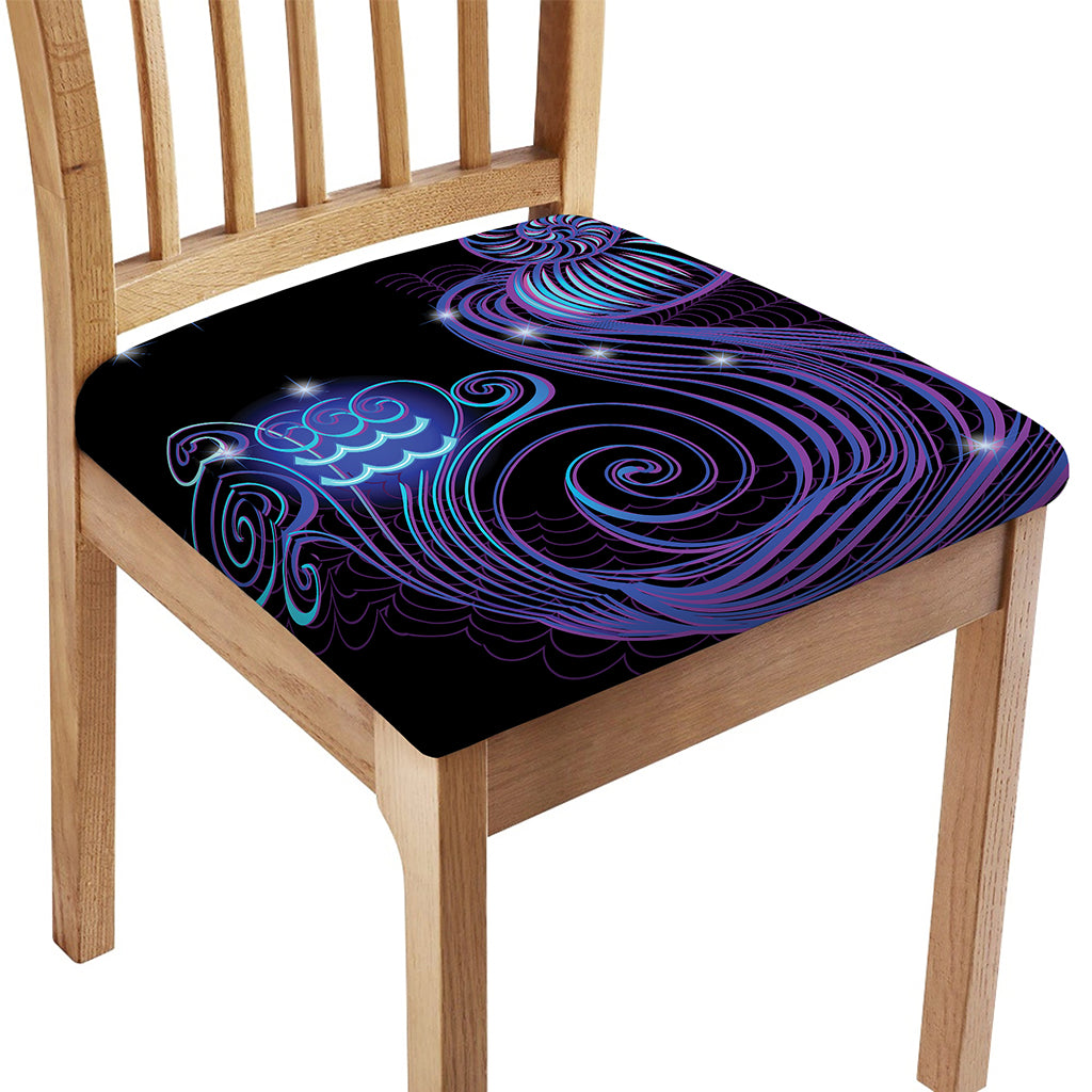 Dark Aquarius Zodiac Sign Print Chair Cushion Cover