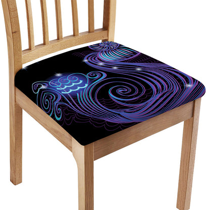 Dark Aquarius Zodiac Sign Print Chair Cushion Cover