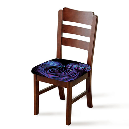 Dark Aquarius Zodiac Sign Print Chair Cushion Cover