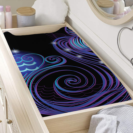 Dark Aquarius Zodiac Sign Print Changing Pad Cover