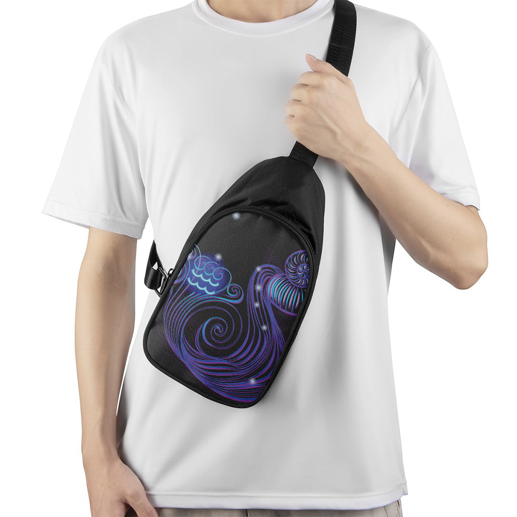 Dark Aquarius Zodiac Sign Print Chest Bag