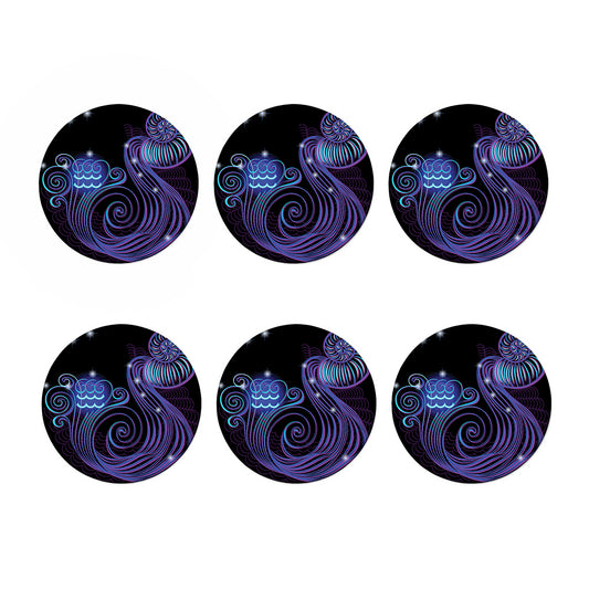 Dark Aquarius Zodiac Sign Print Coaster Set